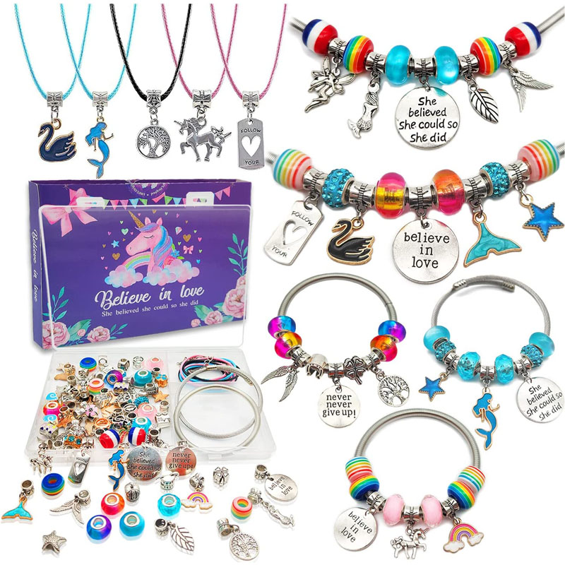 Kit Dèanamh Bracelet Charm Kids Ciùird Ealain DIY